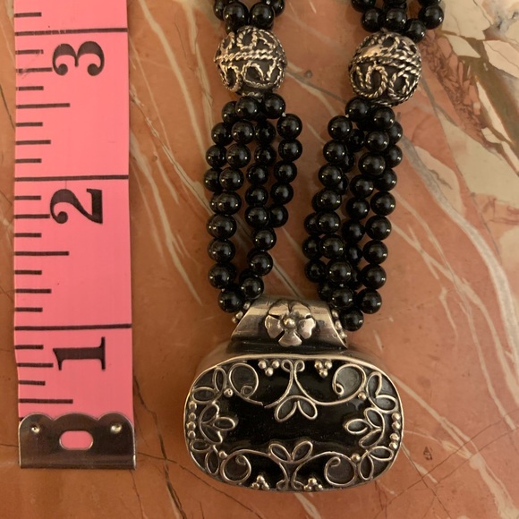 💕Necklace in Beautiful Sterling Silver Black Onyx - Picture 2 of 9